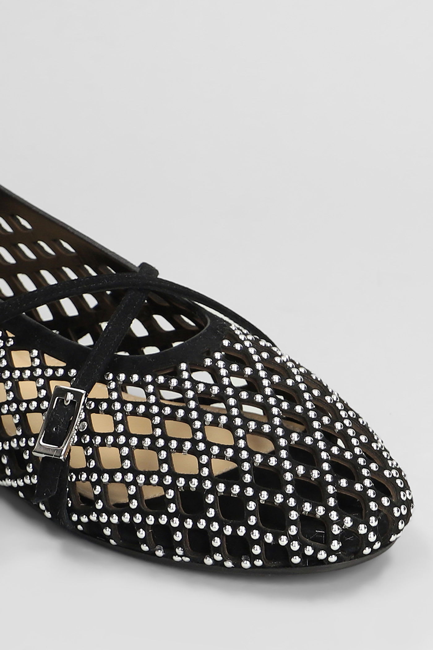 Mach & Mach Ballet Flats In Black Leather In Black