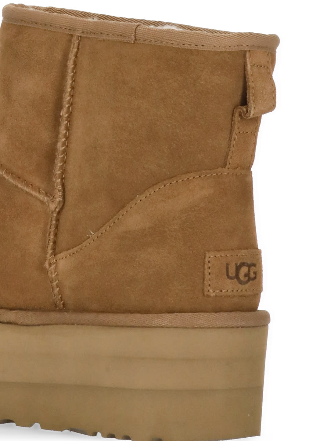 Ugg Camel Suede Classic Mini Platform Ankle Boots In Nude