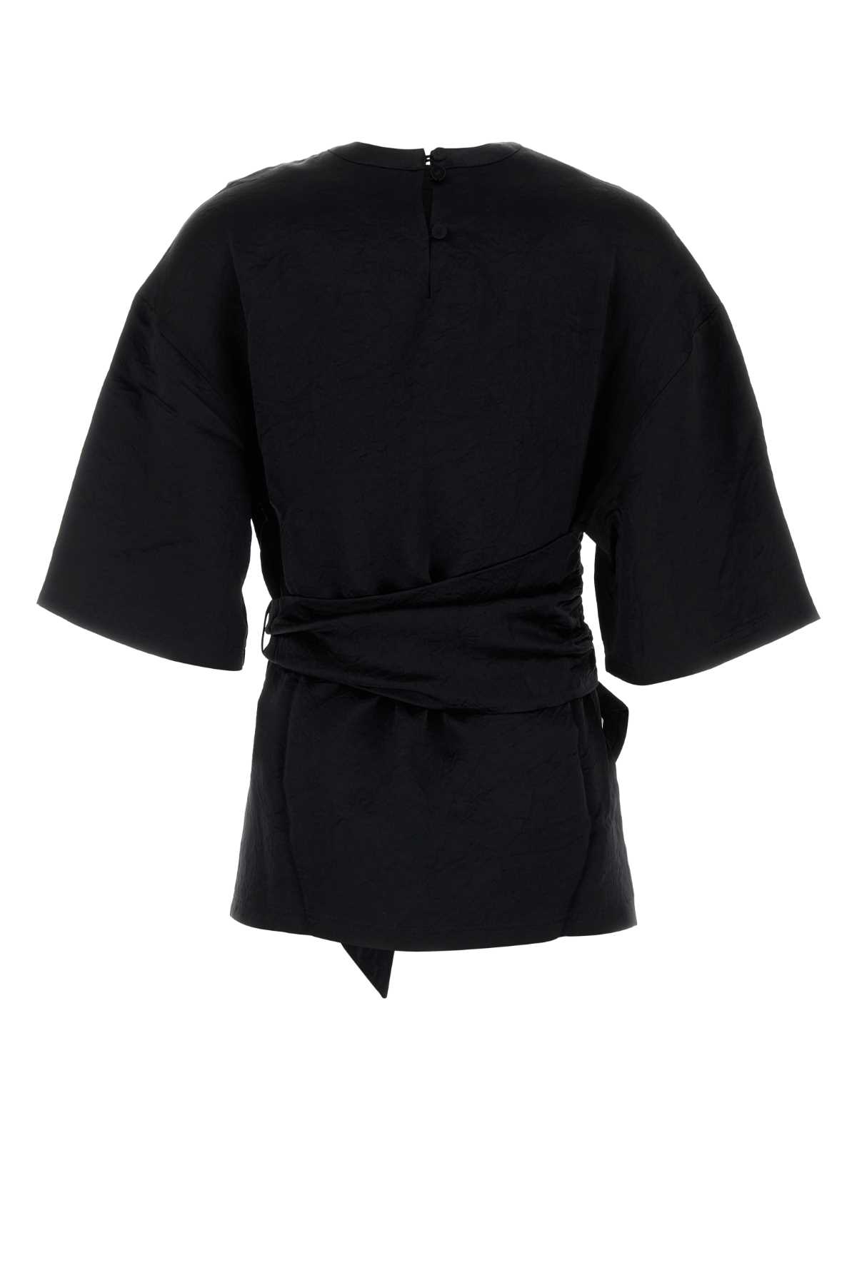 Nanushka Black Satin Besia T-shirt In Black