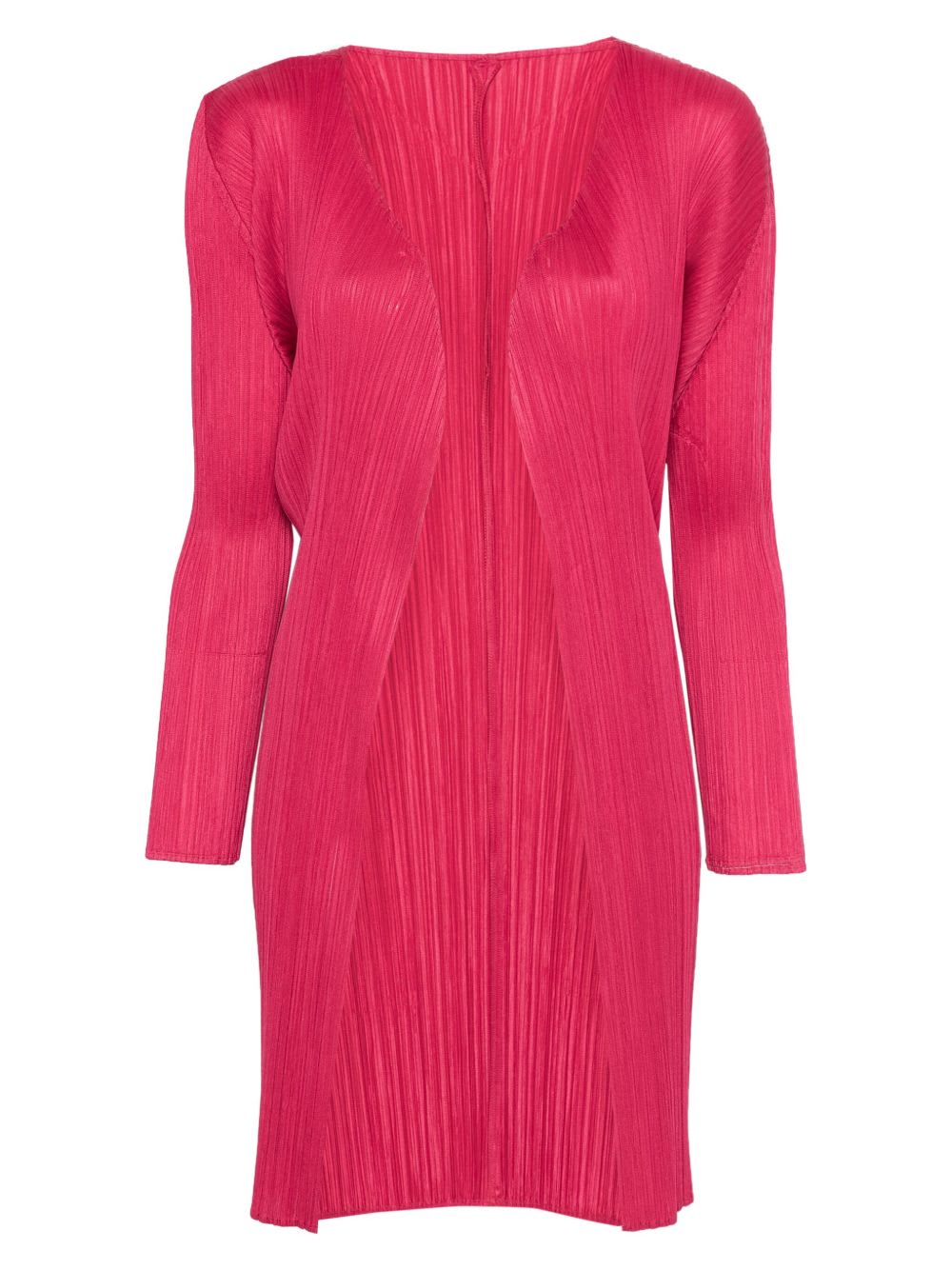 Issey Miyake Pleated Midi Cardigan In Red