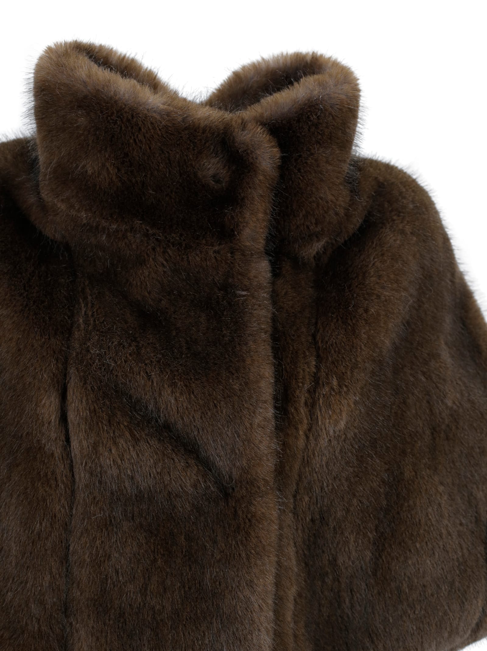 Valentini 1972 Semi-sleeveless Jacket In Faux Mink Fur. In Brown
