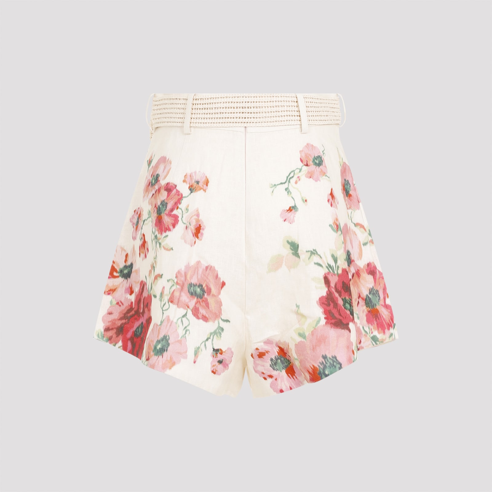 Shop Zimmermann Lightburst Tuck Short In Cream Red Floral