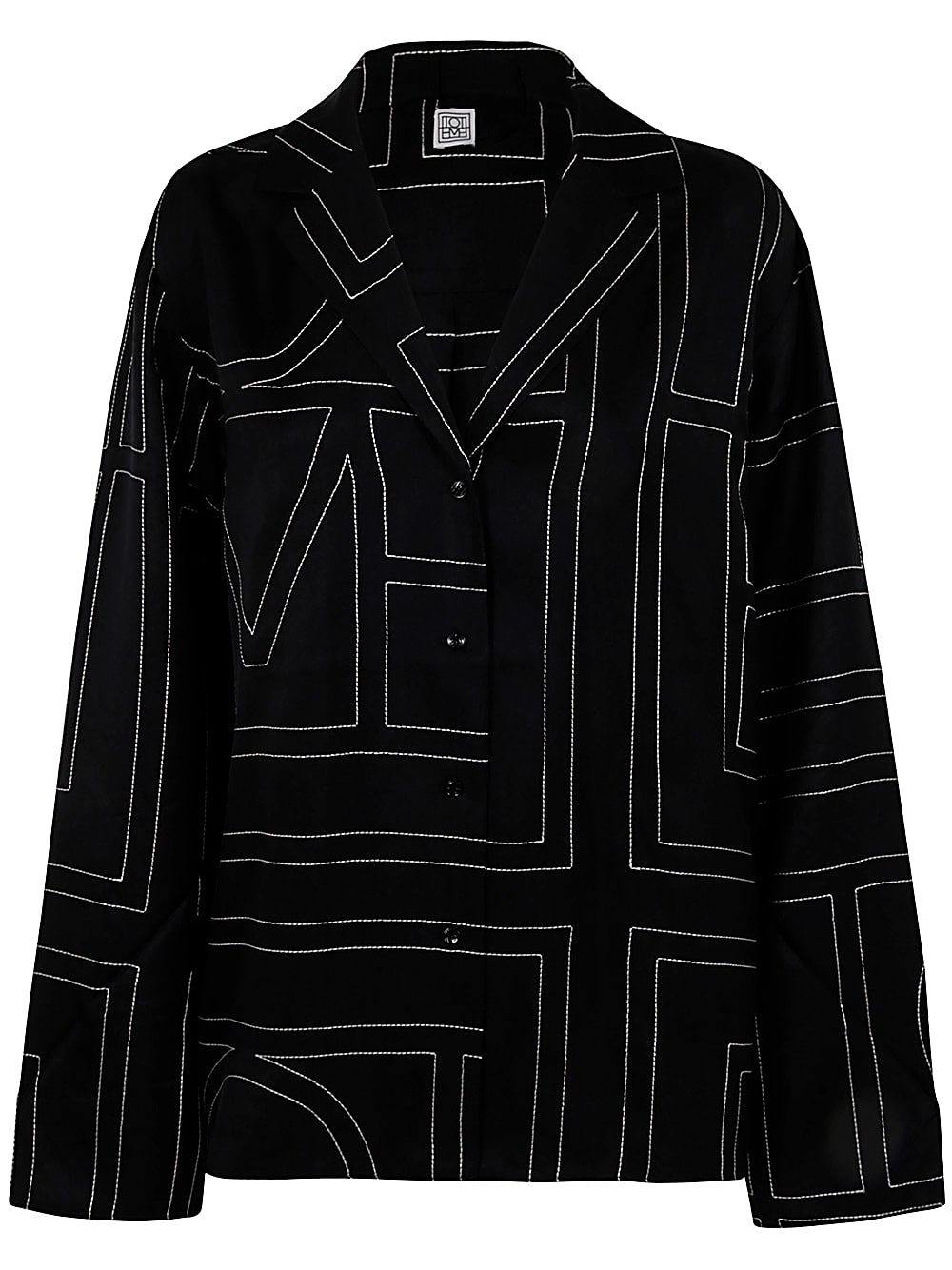 Shop Totême Monogram Silk Pj Top In Black Monogram