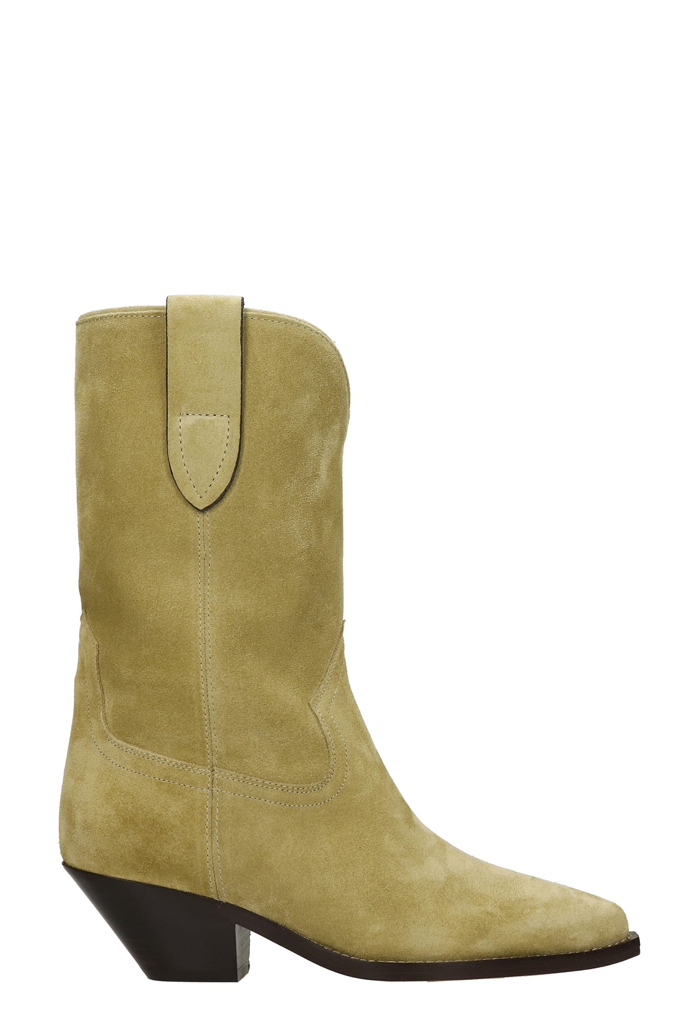 Isabel Marant Dahope Texan Ankle Boots In Beige Suede