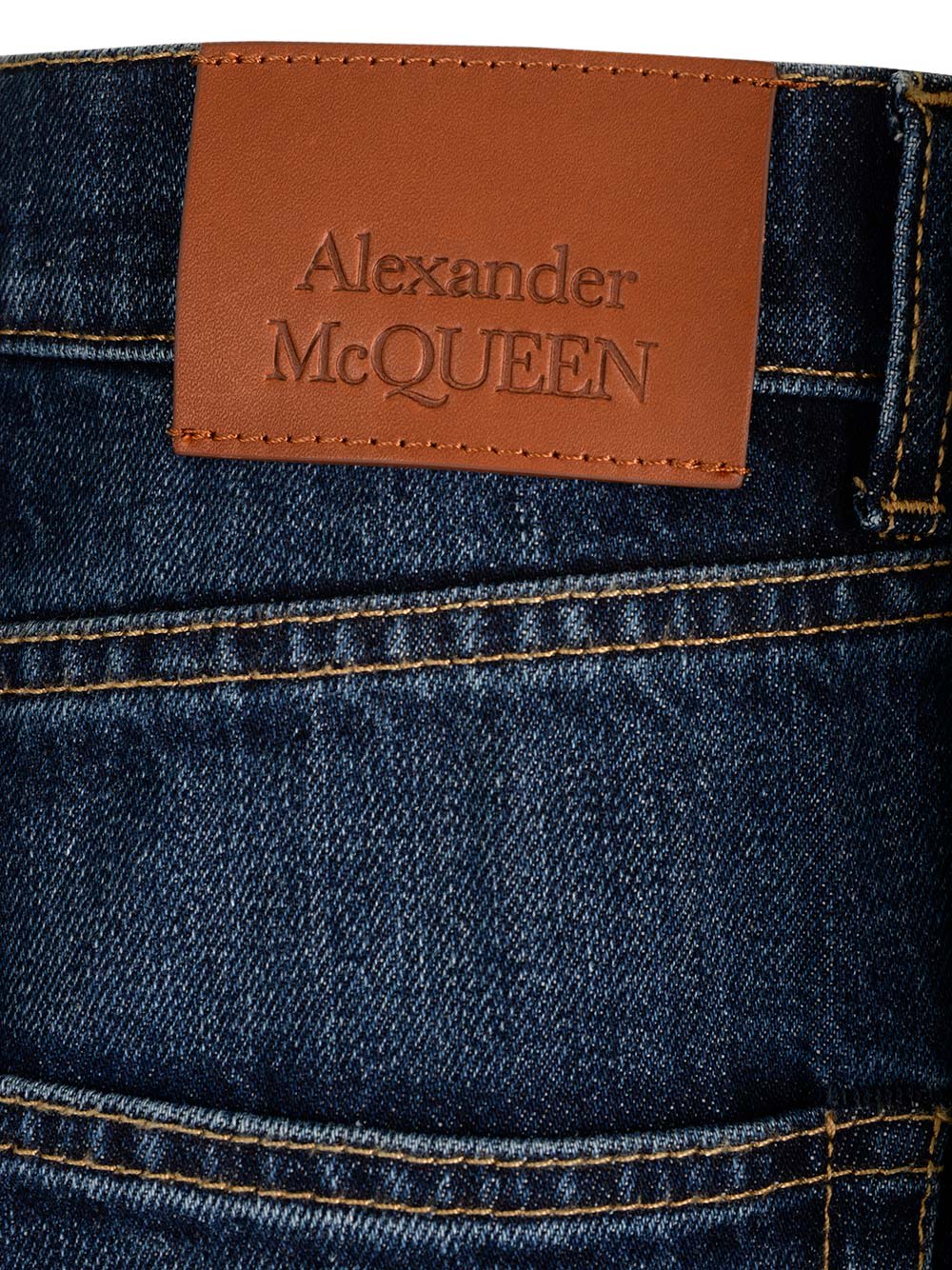 Alexander Mcqueen Dark Blue Cotton Denim Shorts In Blue