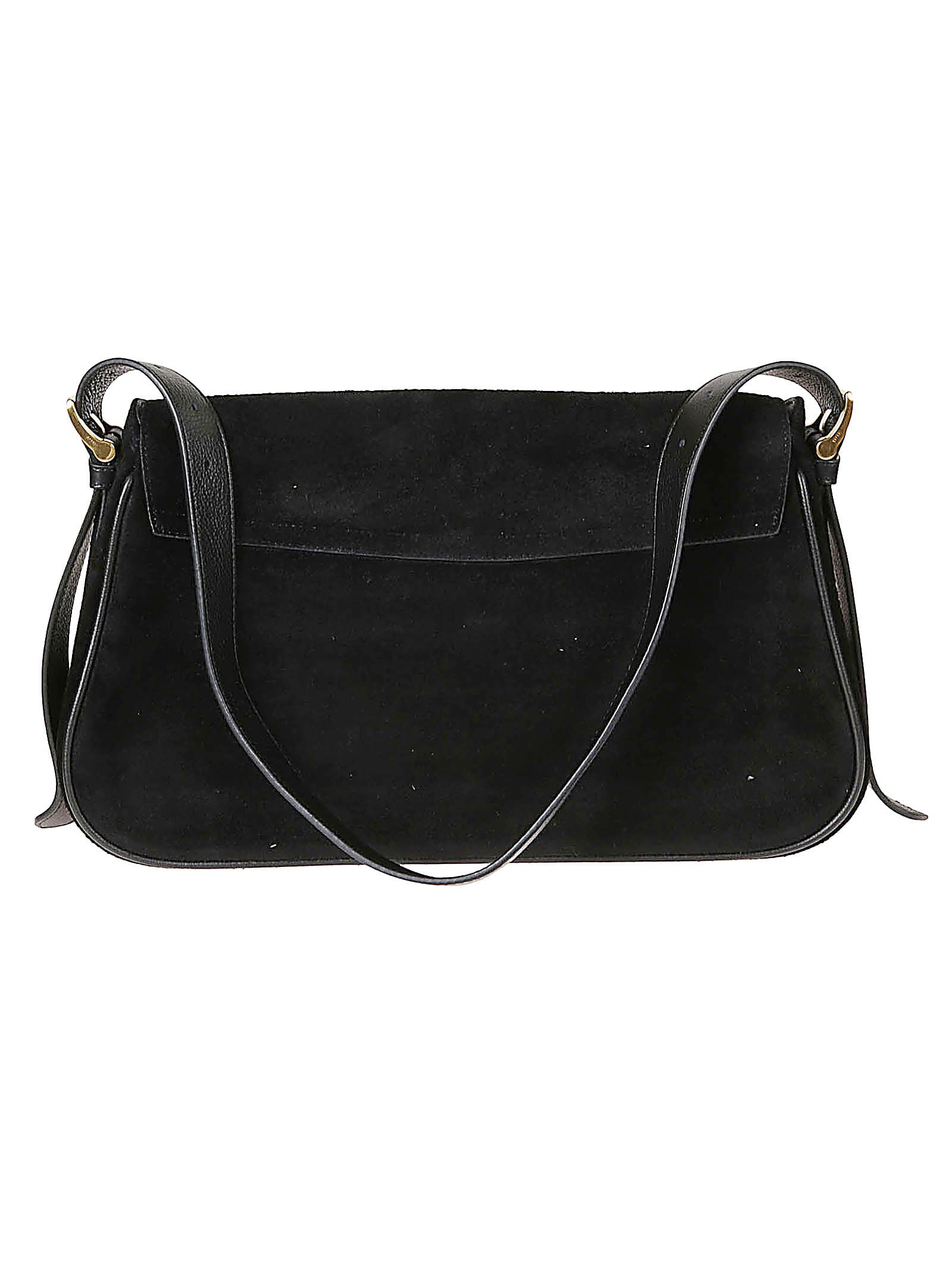 Shop Ami Alexandre Mattiussi Heart Logo Plaque Velvet Shoulder Bag In Black