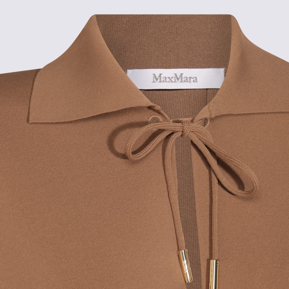 Max Mara Knitwear With Open Polo Collar And V-neck In Brown
