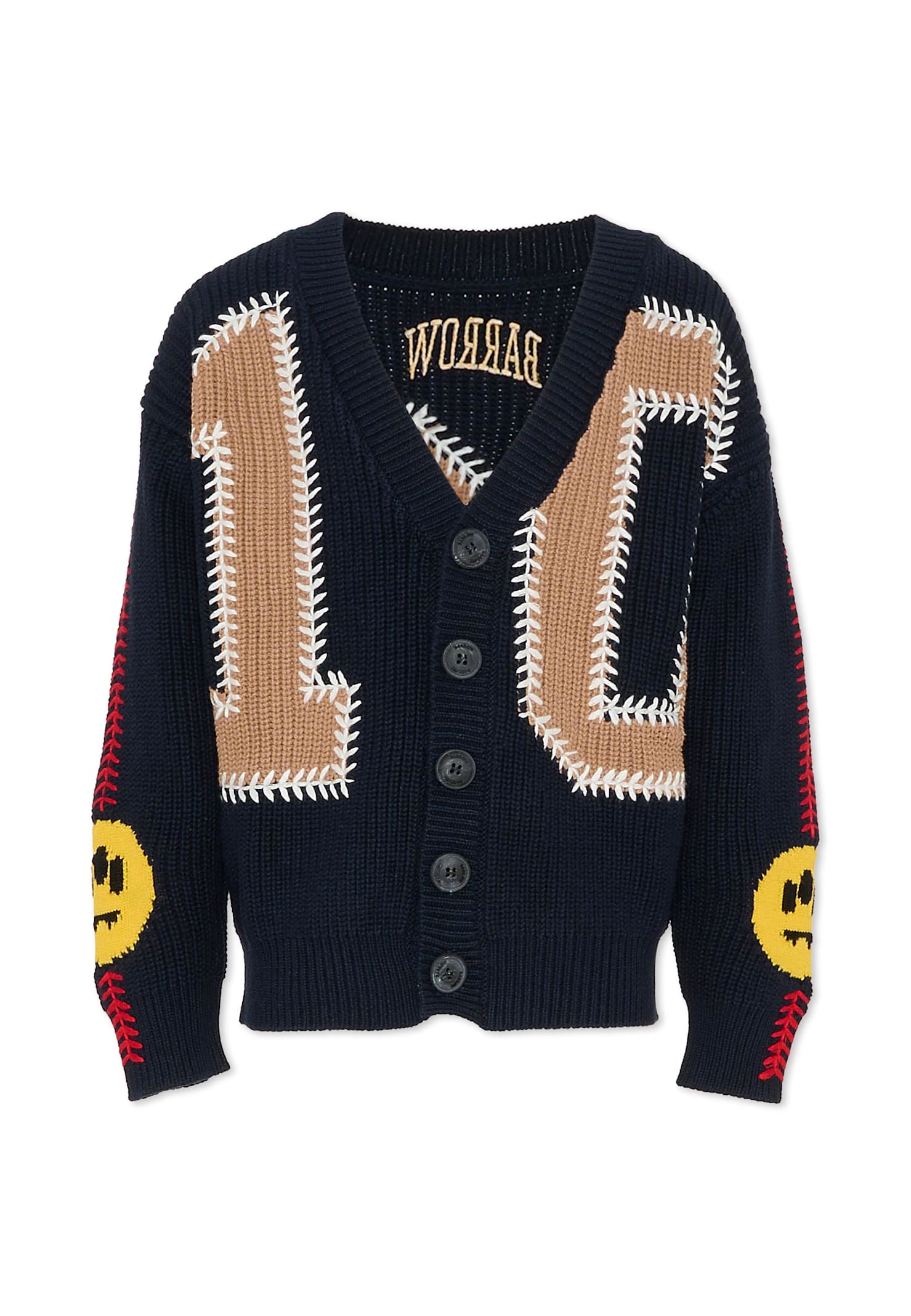 Barrow Blue Cardigan For Boy With Smiley In Blue