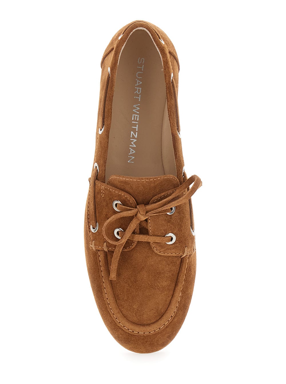 Stuart Weitzman Tinsley Moccasin Suede Loafers In Brown