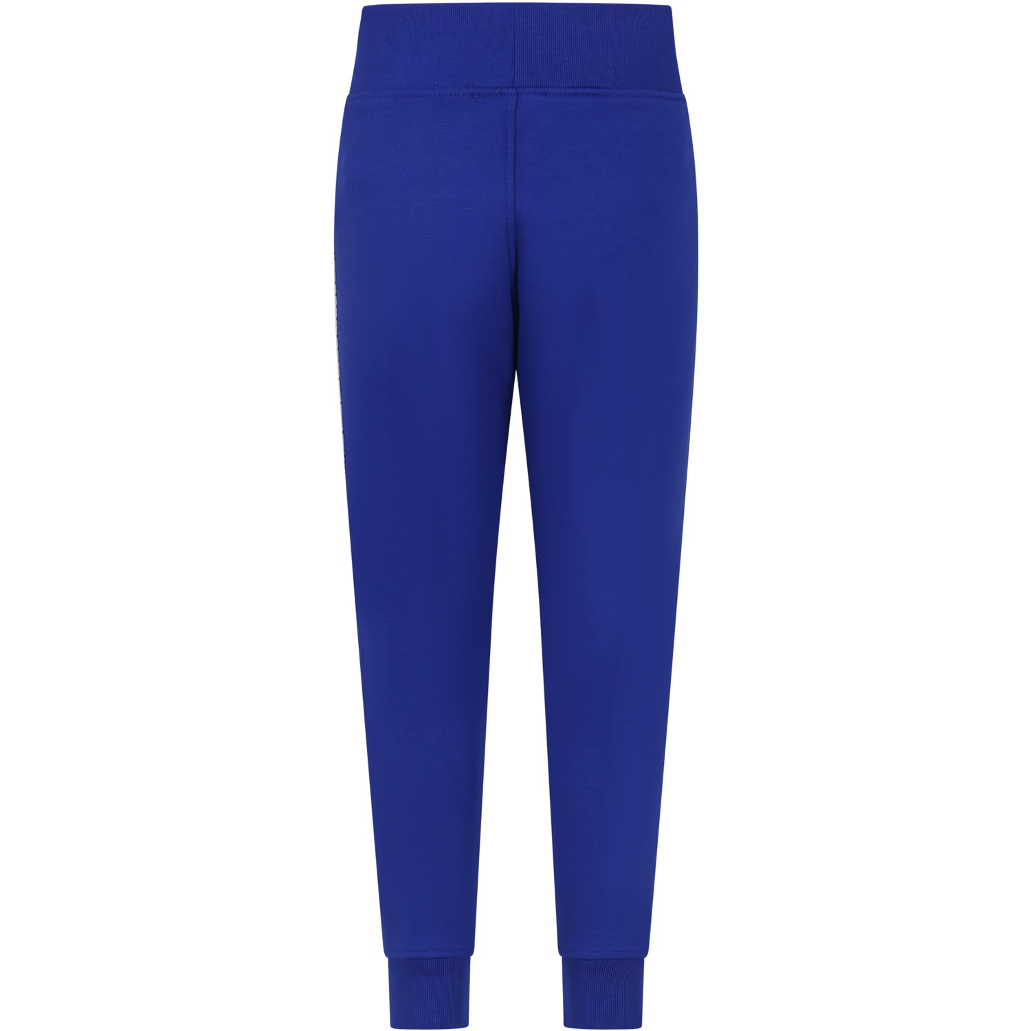 Shop Burberry Blue Trousers For Boy With Logo