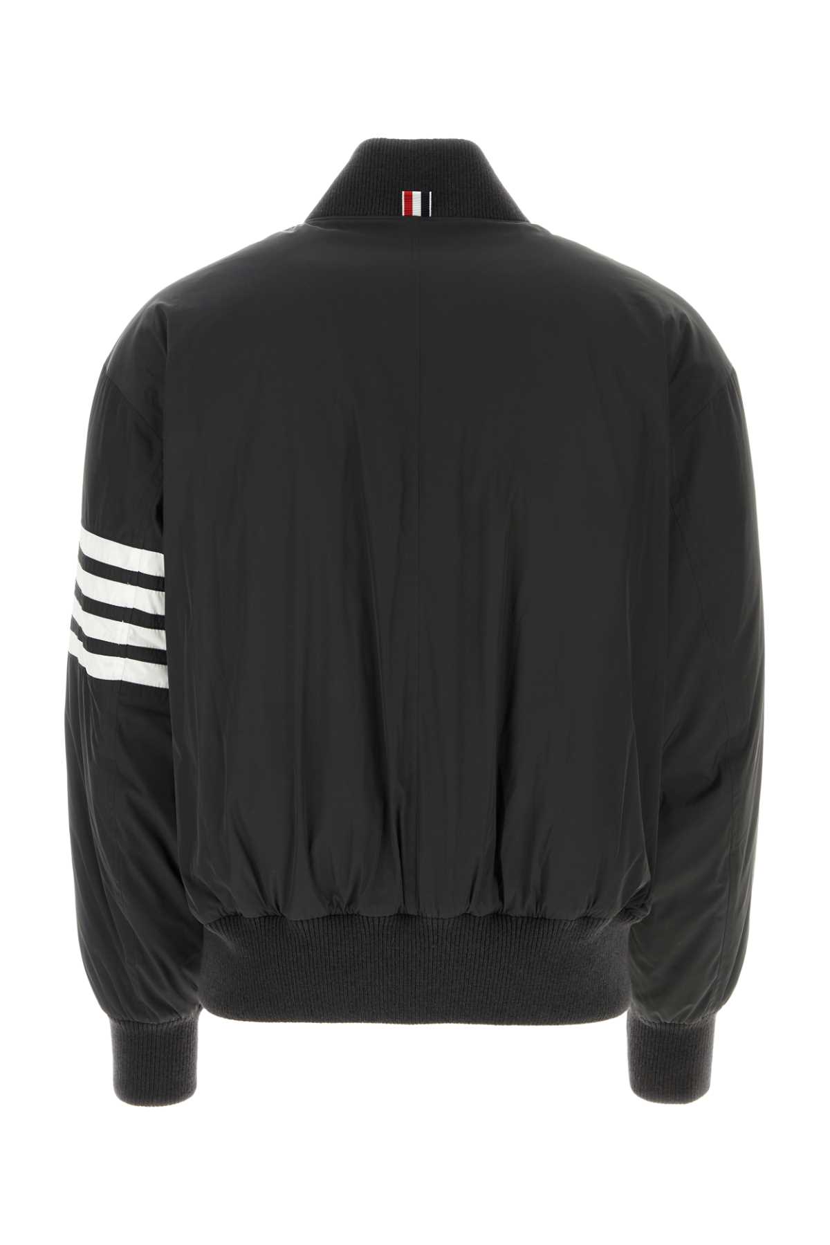 Shop Thom Browne Black Polyester Bomber Jacket In Charcoal