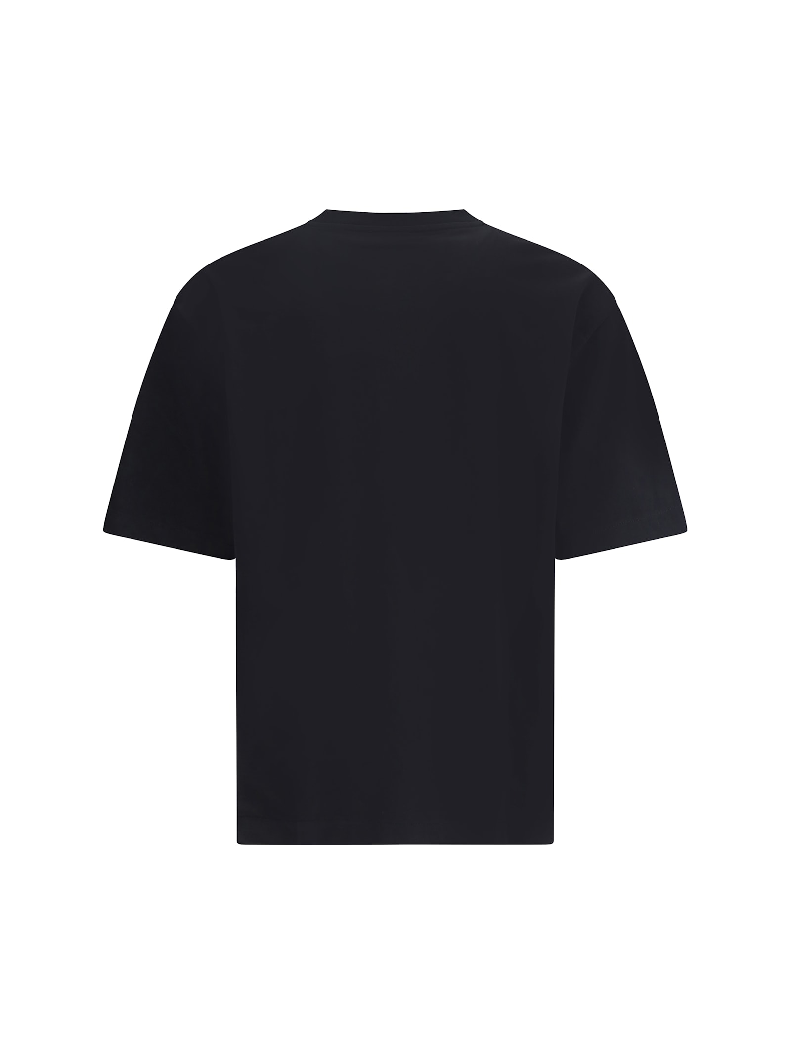 Off-white Black Crewneck T-shirt With Logo Lettering On The Front In Cotton Man In Blue