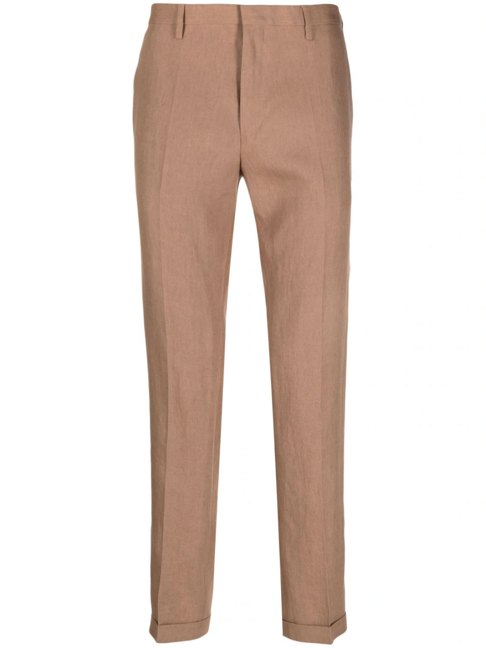 PAUL SMITH BROWN LINEN TROUSERS