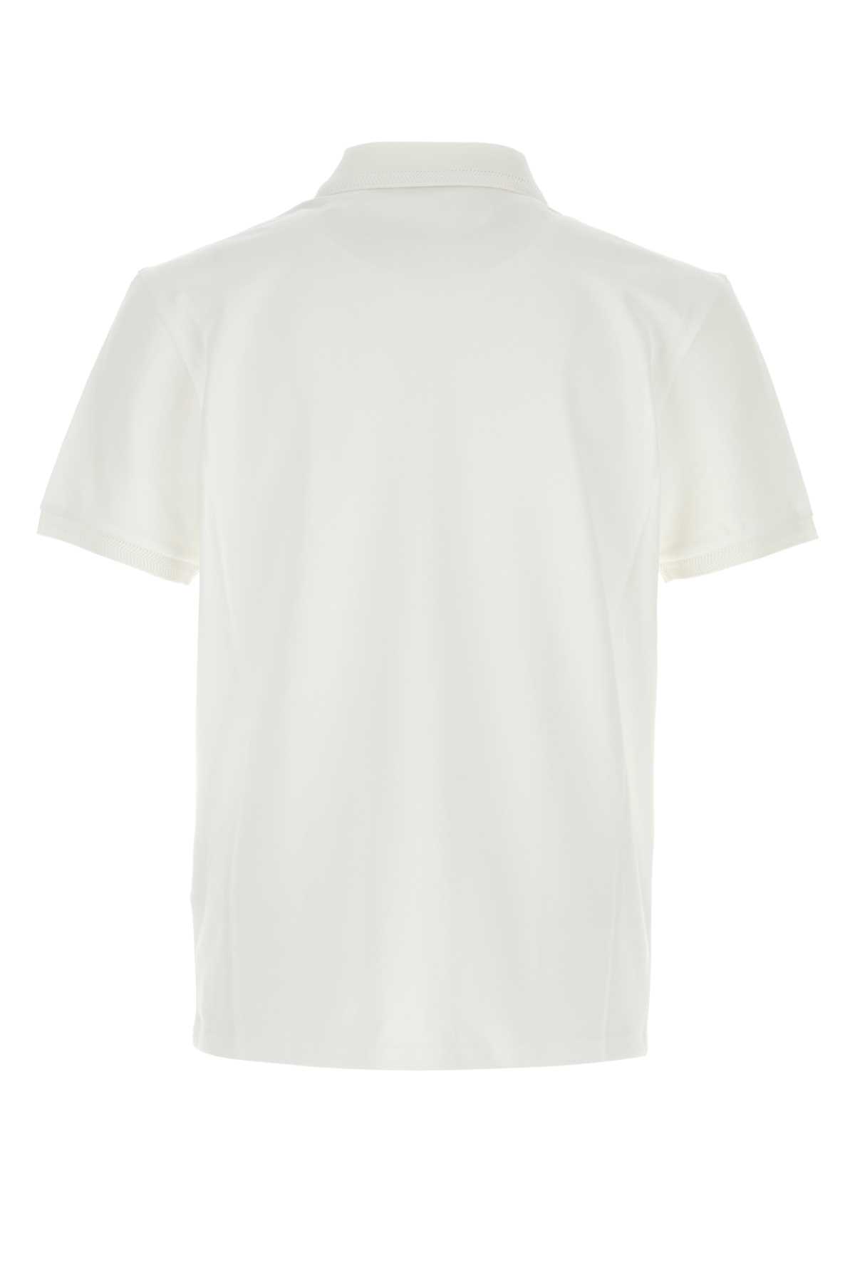 Shop Moncler White Piquet Polo Shirt In 002