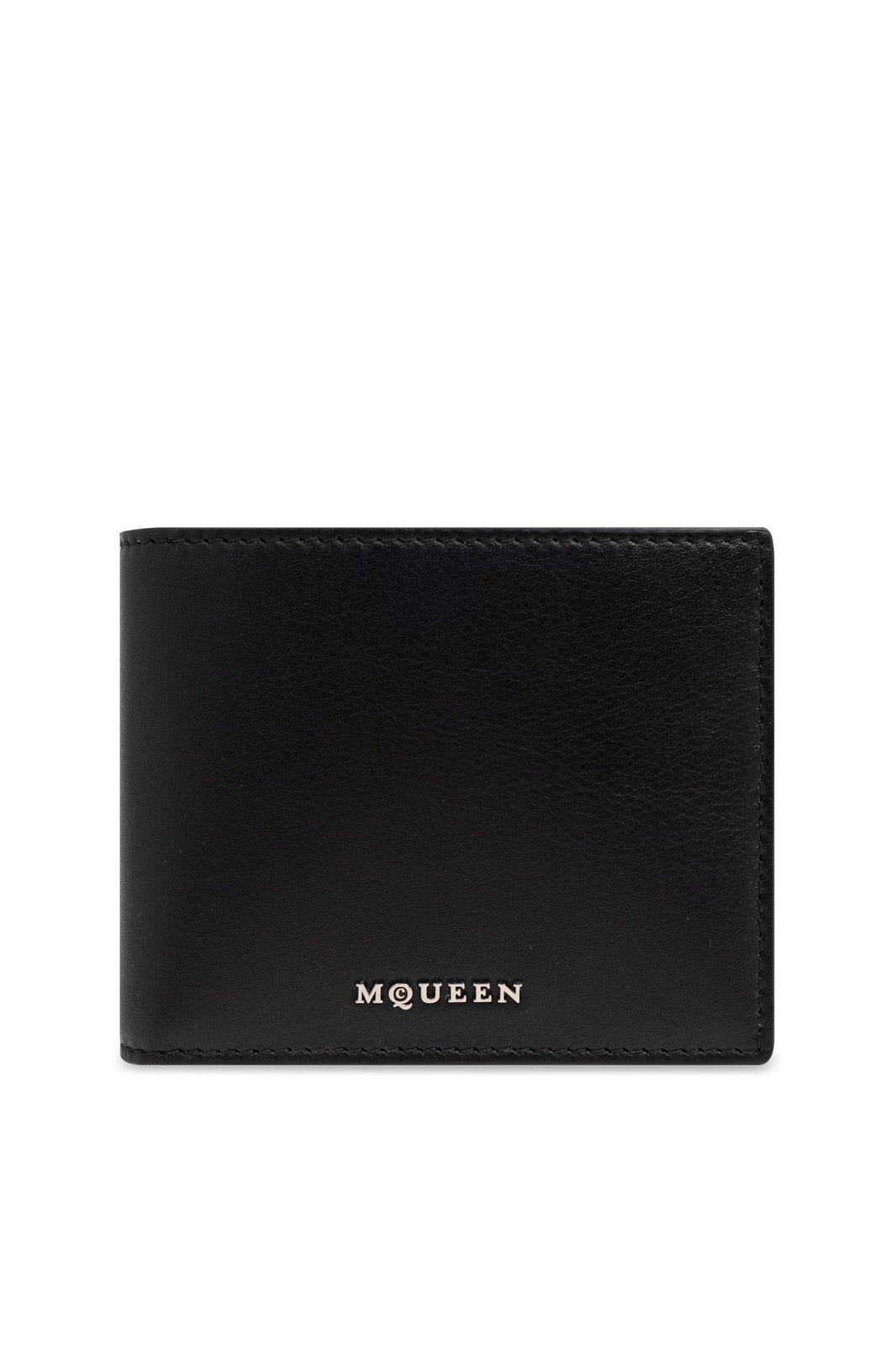 Shop Alexander Mcqueen Logo Plaque Bi-fold Wallet In Black