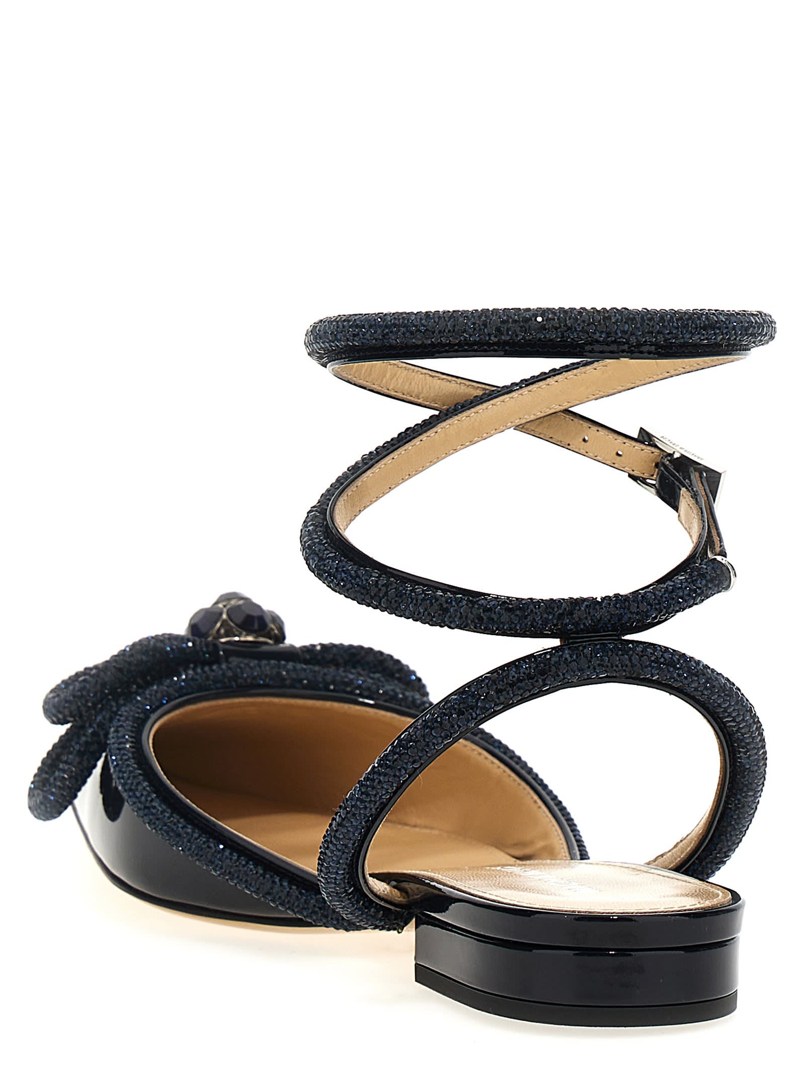 Shop Mach &amp; Mach Double Bow Ballet Flats In Blue