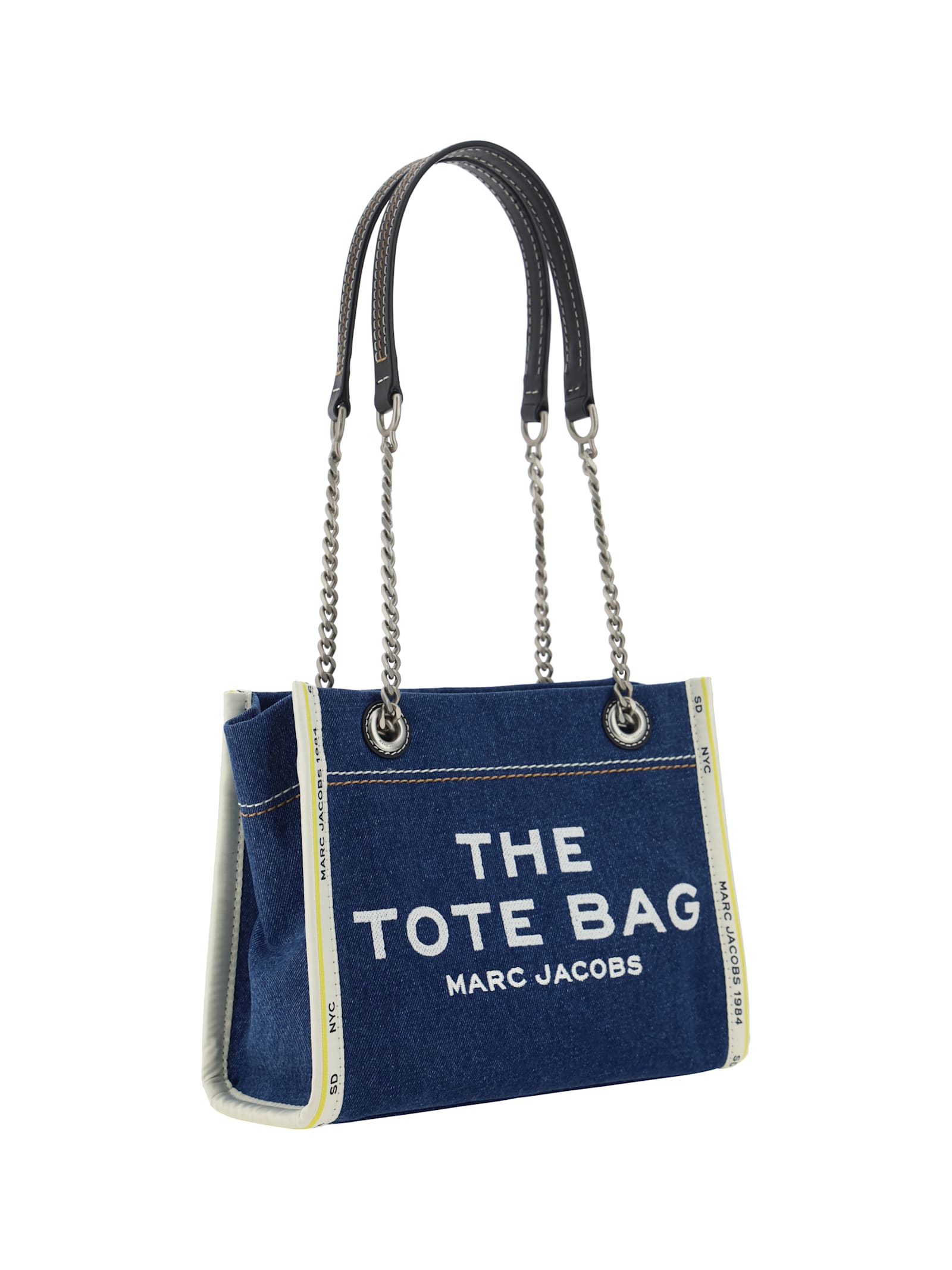 Shop Marc Jacobs The Small Tote Shoulder Bag In Dark Wash