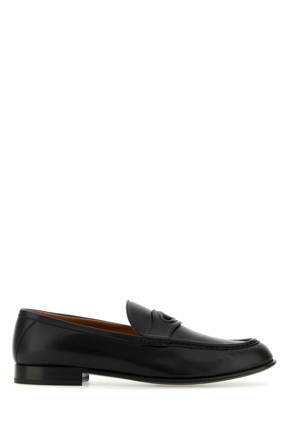 Shop Valentino Black Leather Loafers