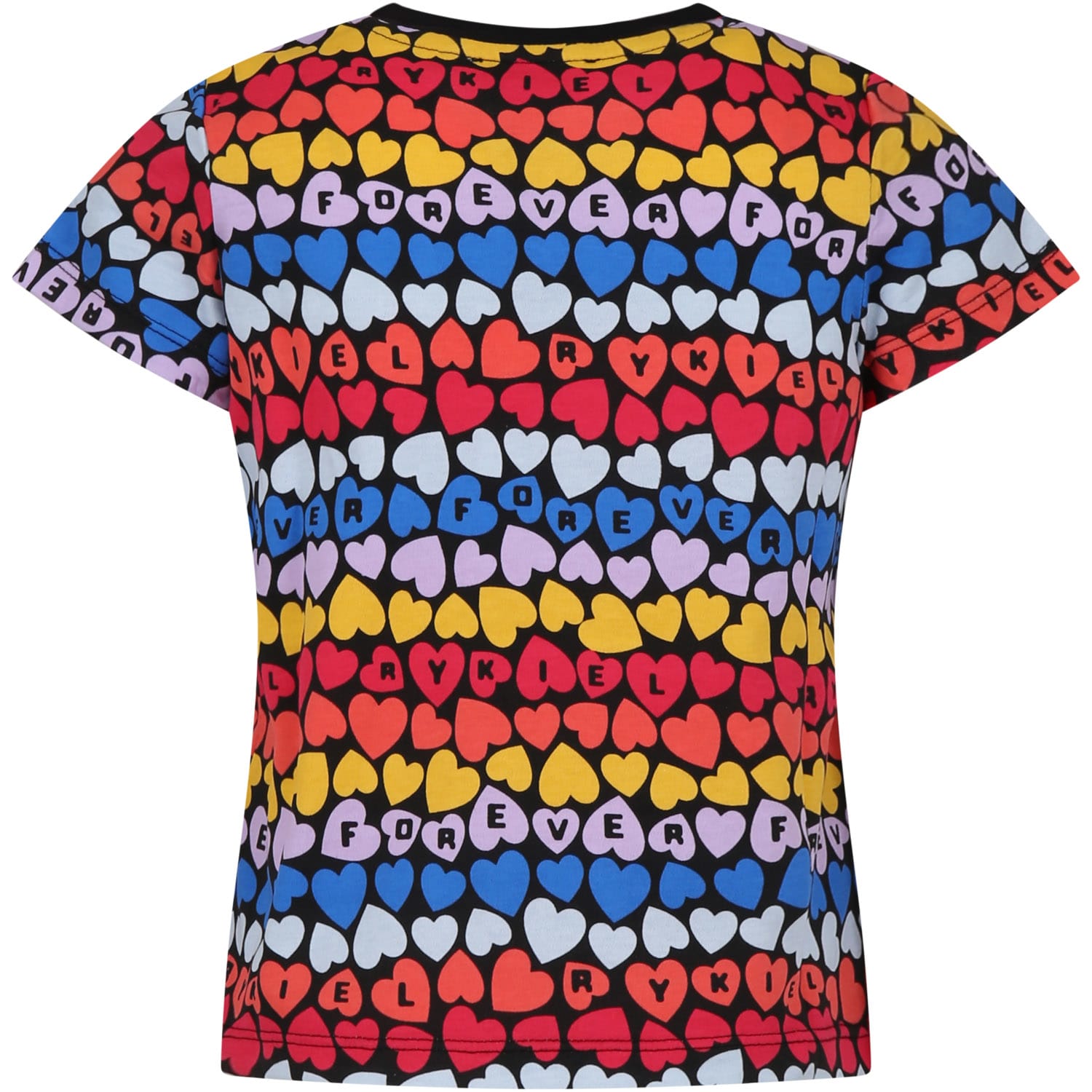 Shop Rykiel Enfant T-shirt Multicolore Pour Fille Avec Coeurs Et Logo