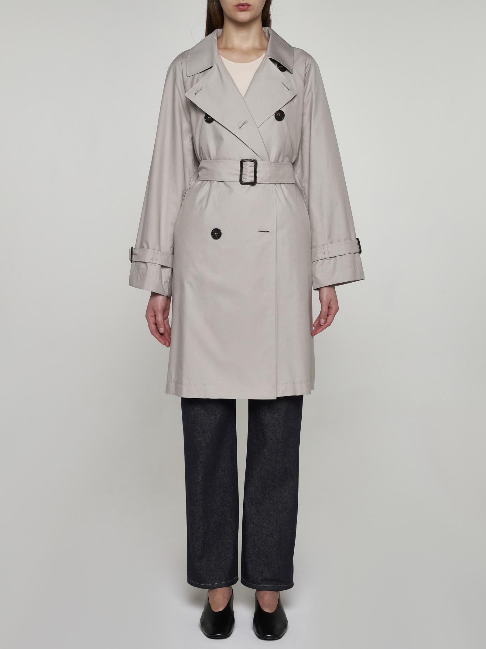 Shop Max Mara The Cube Cotton-blend Double-breasted Trench Coat In Ecru