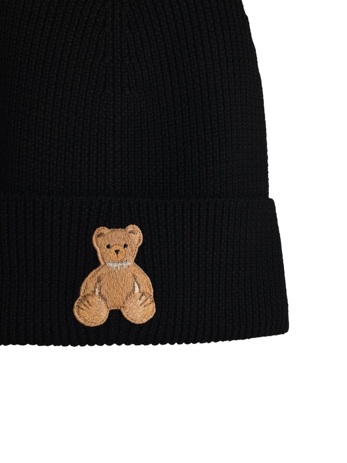 Shop Palm Angels Bear In Black Wool Beanie In Black Brown