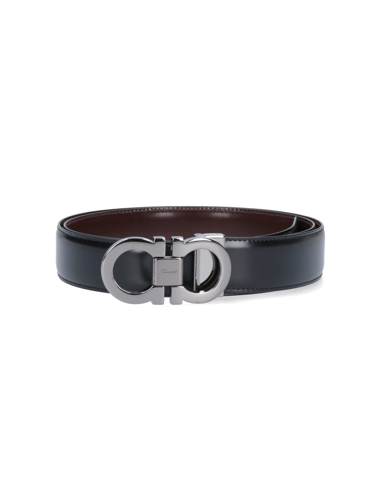 Shop Ferragamo Gancini Adjustable Reversible Belt In Black