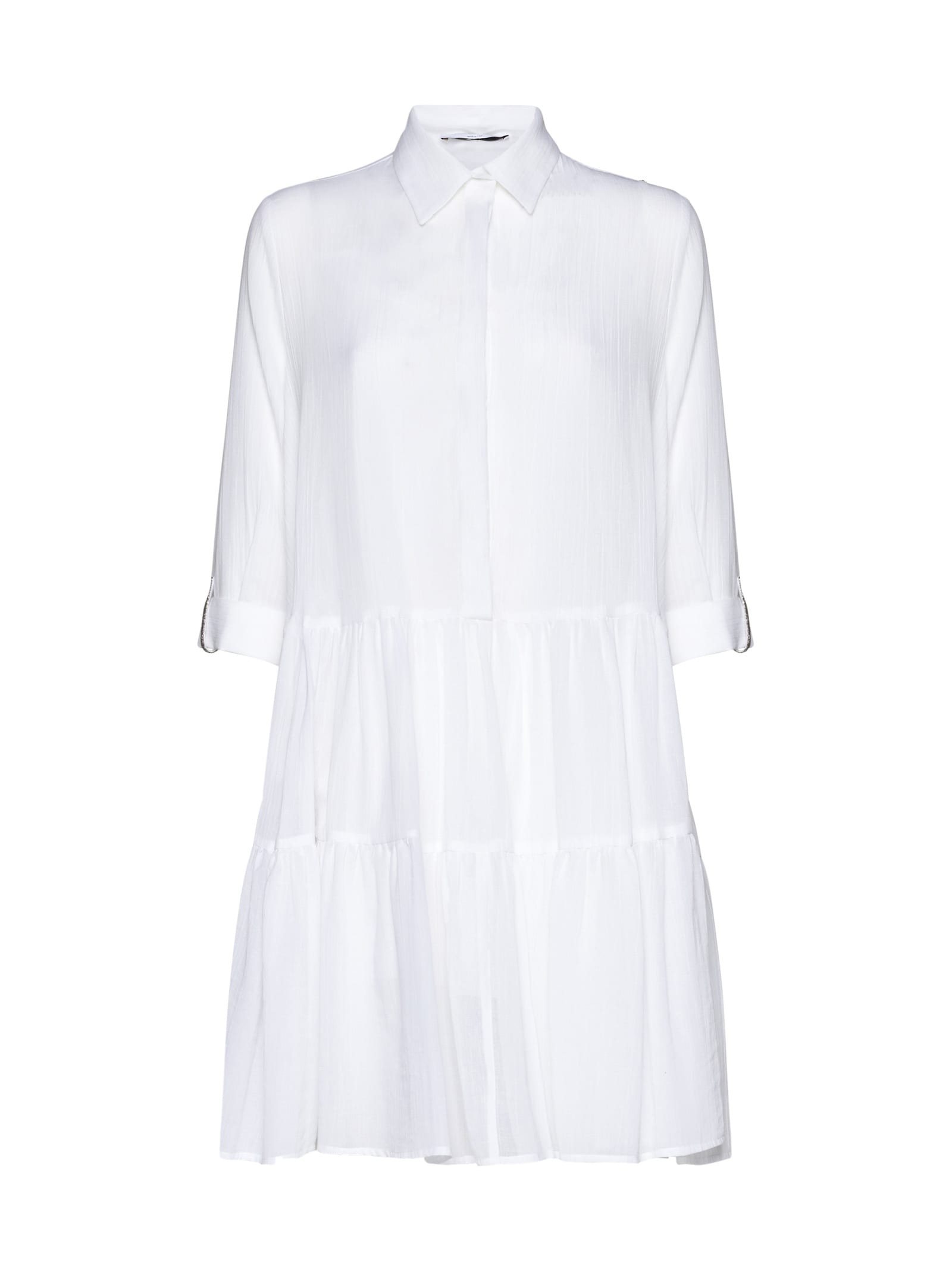 Fabiana Filippi Tiered Flared Shirt Dress In Bianco