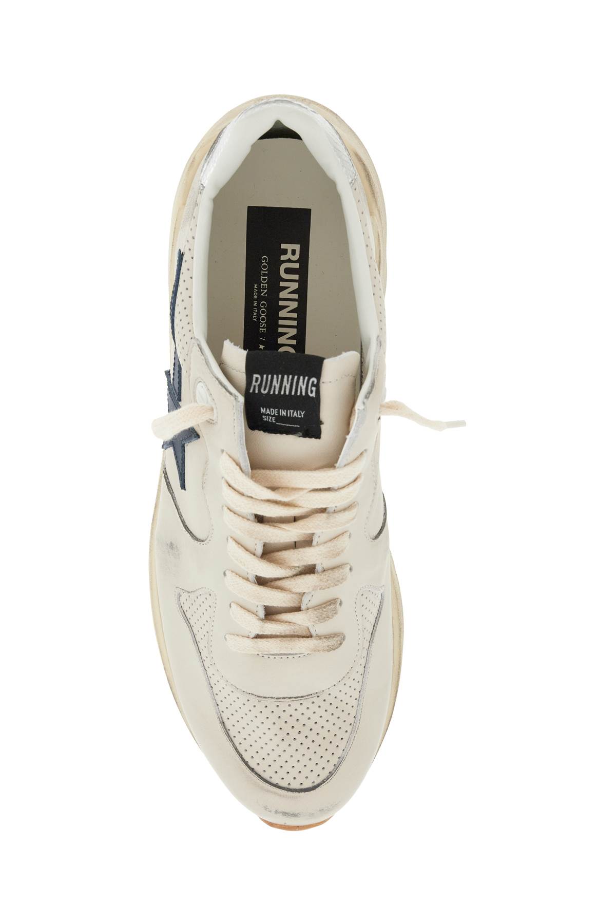 Shop Golden Goose Leather Sole Running Sneakers With In White/blue/silver