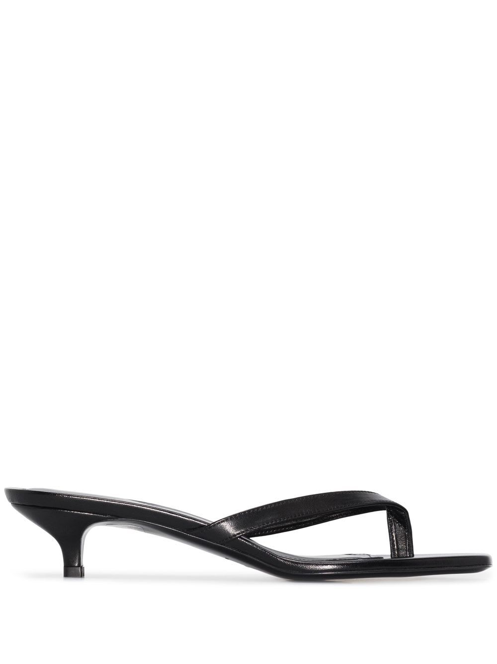 Totême Leather Heeled Flip Flops In Black