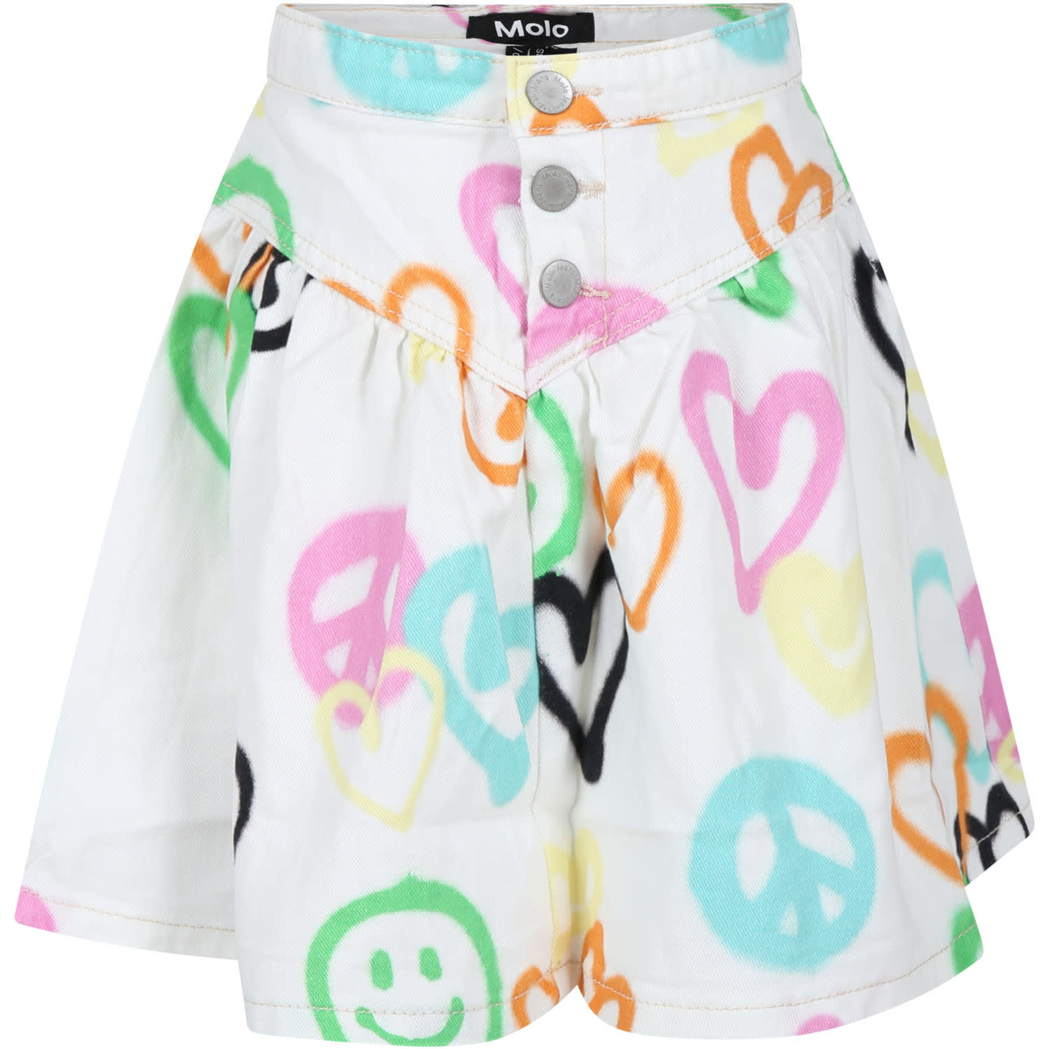 Molo Kids' White Skirt For Girl With Hearts Print