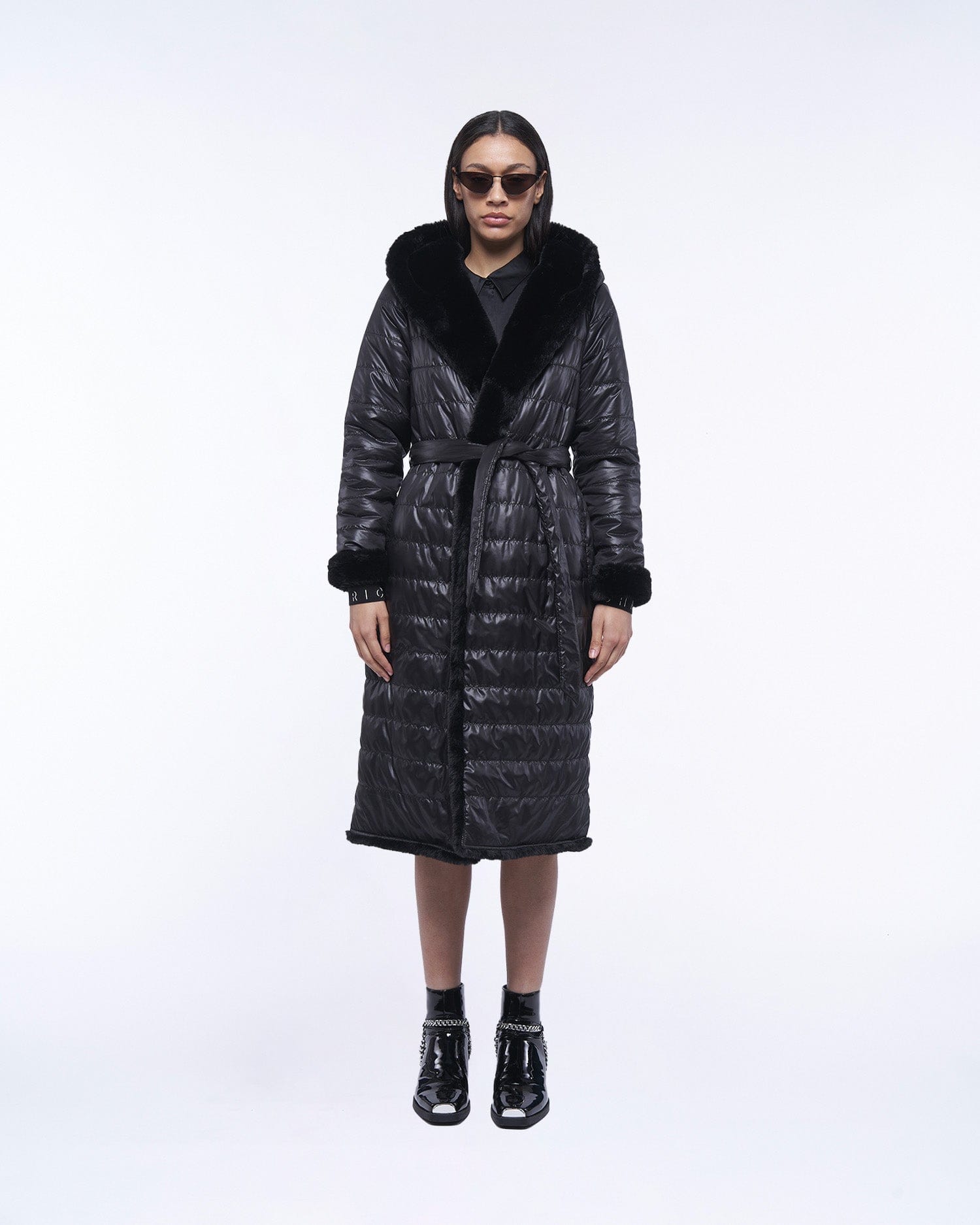 Long Reversible Down Jacket With Fur