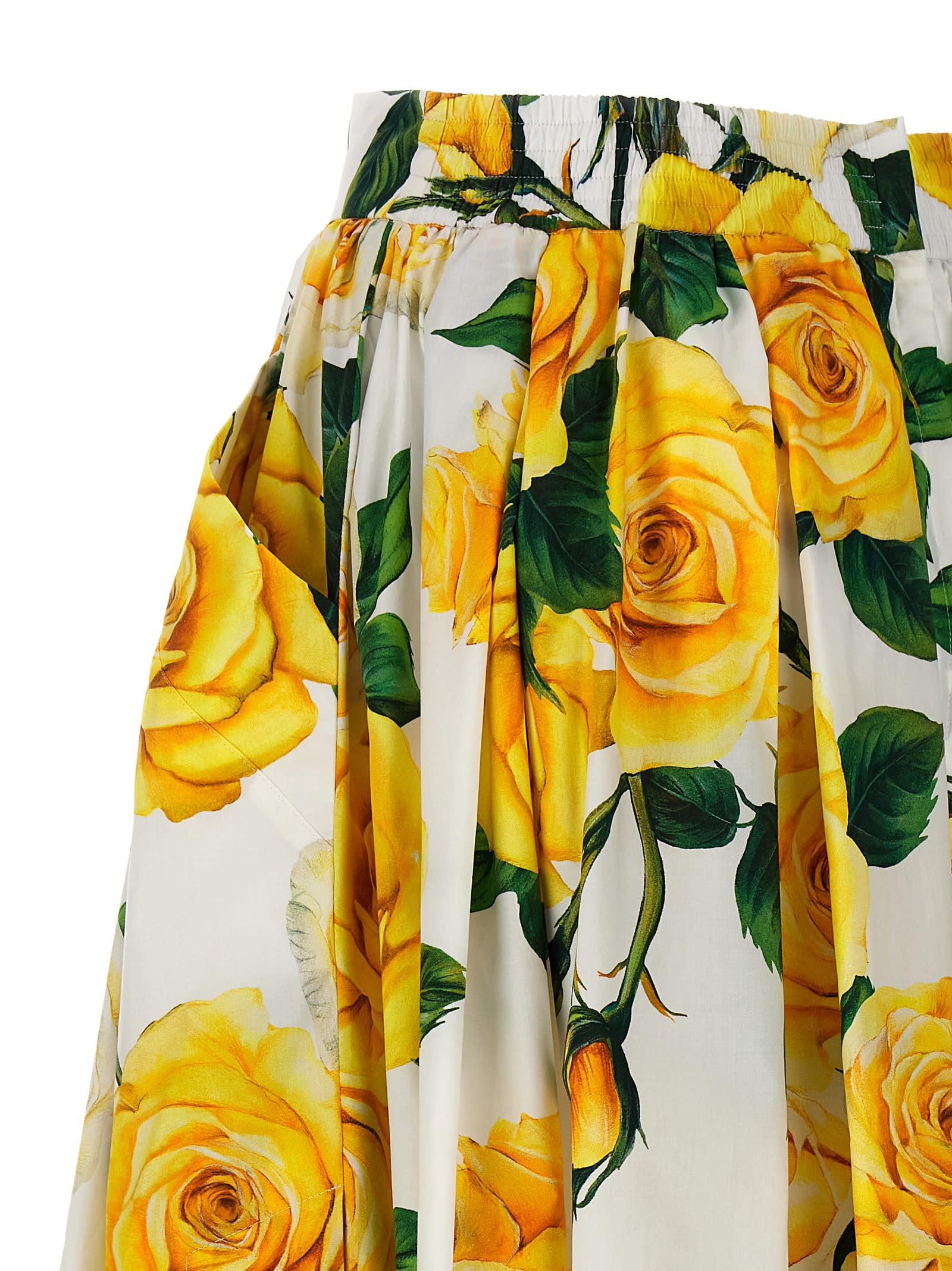 Shop Dolce & Gabbana Rose Gialle Skirt In Yellow