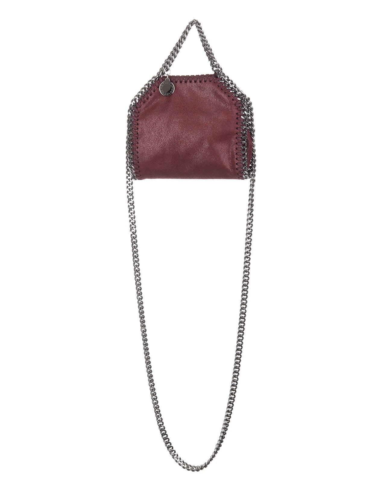 Stella McCartney Wine Red And Silver Tiny Falabella Fold Over Bag