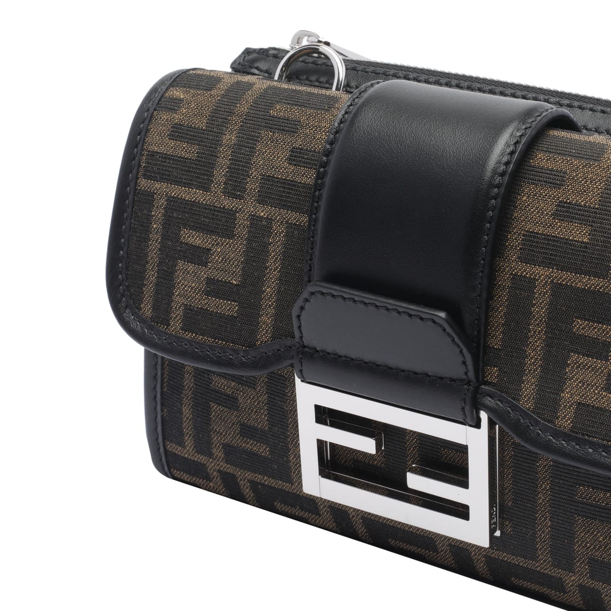 Fendi Double Baguette Crossbody Bag In Black