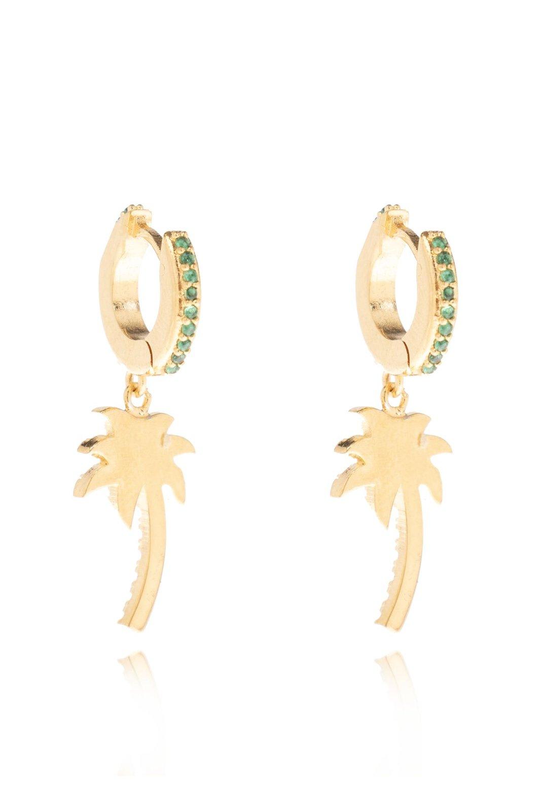 Shop Palm Angels Palm Tree Hoop Earrings In Gold