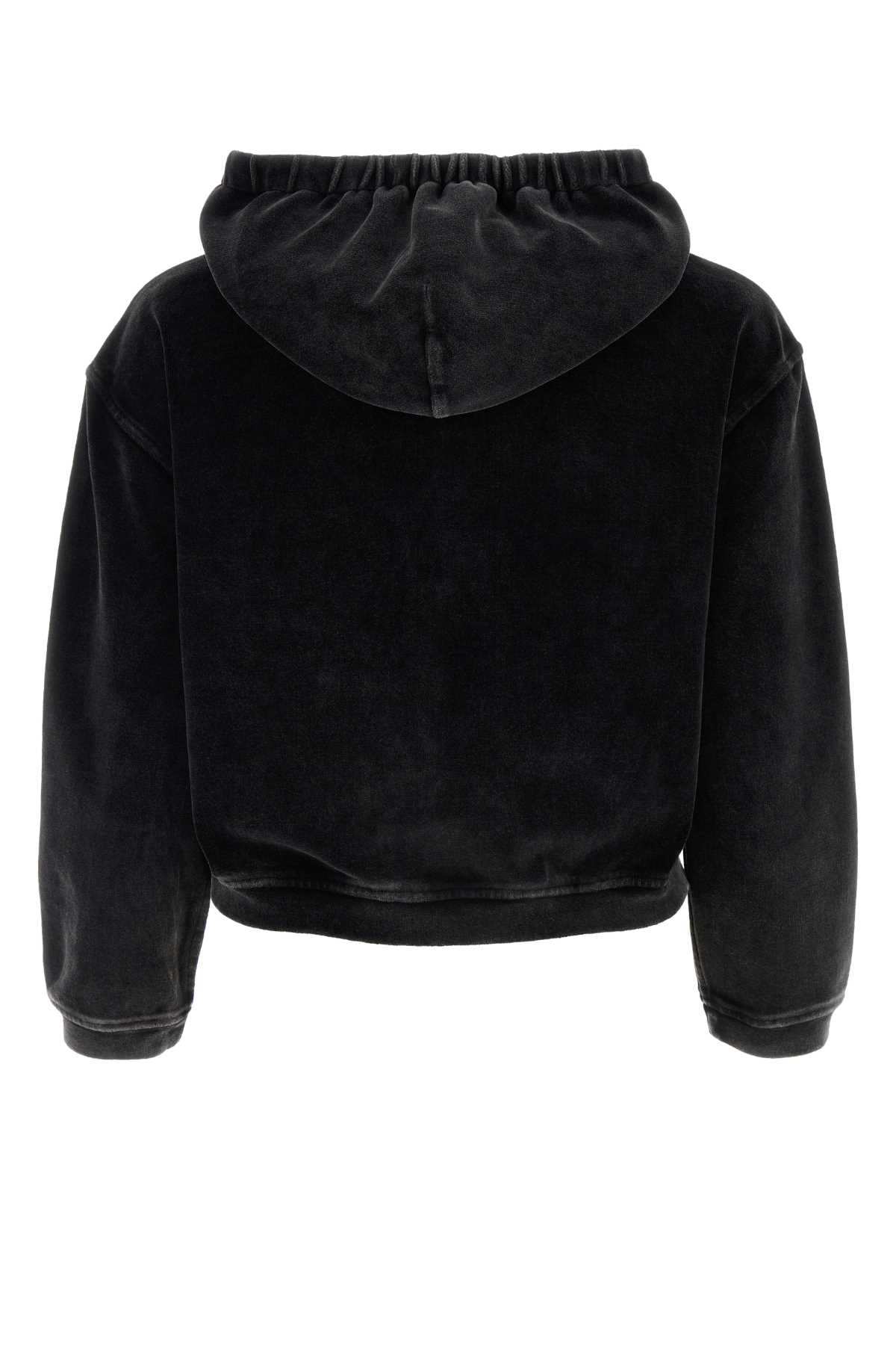 Alexander Wang T Black Velvet Sweatshirt In Washedpepper