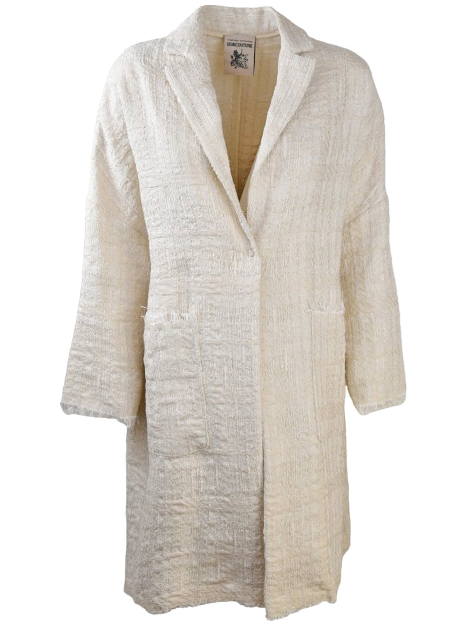 Cream White Tweed Coat