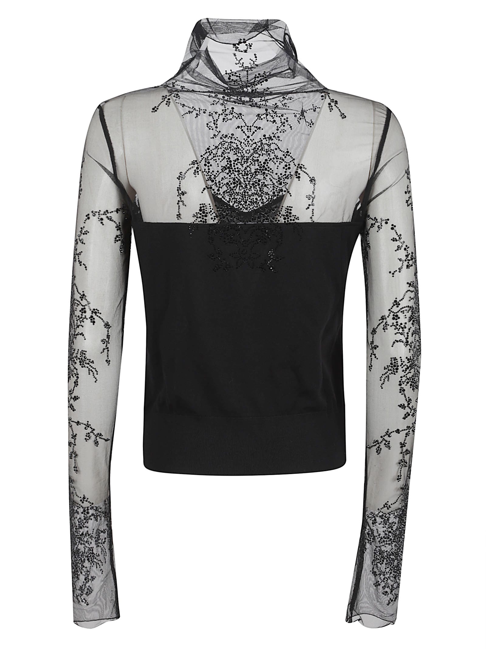 Ermanno Scervino High Neck Long Sleeve Knit Sweater In Black