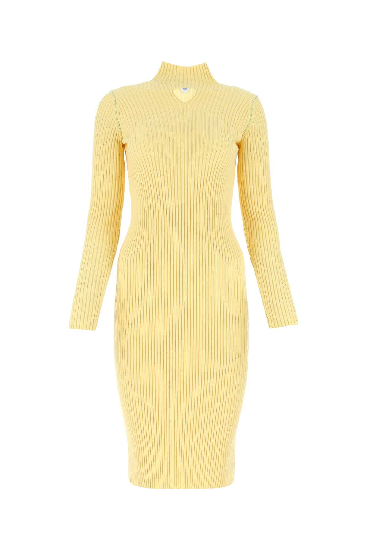 Shop Bottega Veneta Cream Wool Blend Dress In 9306