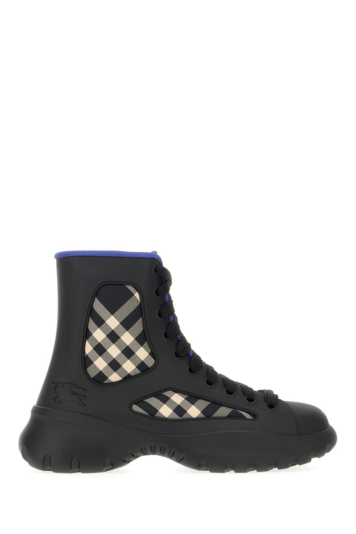 Shop Burberry Black Rubber Boots In Black Ip Chk