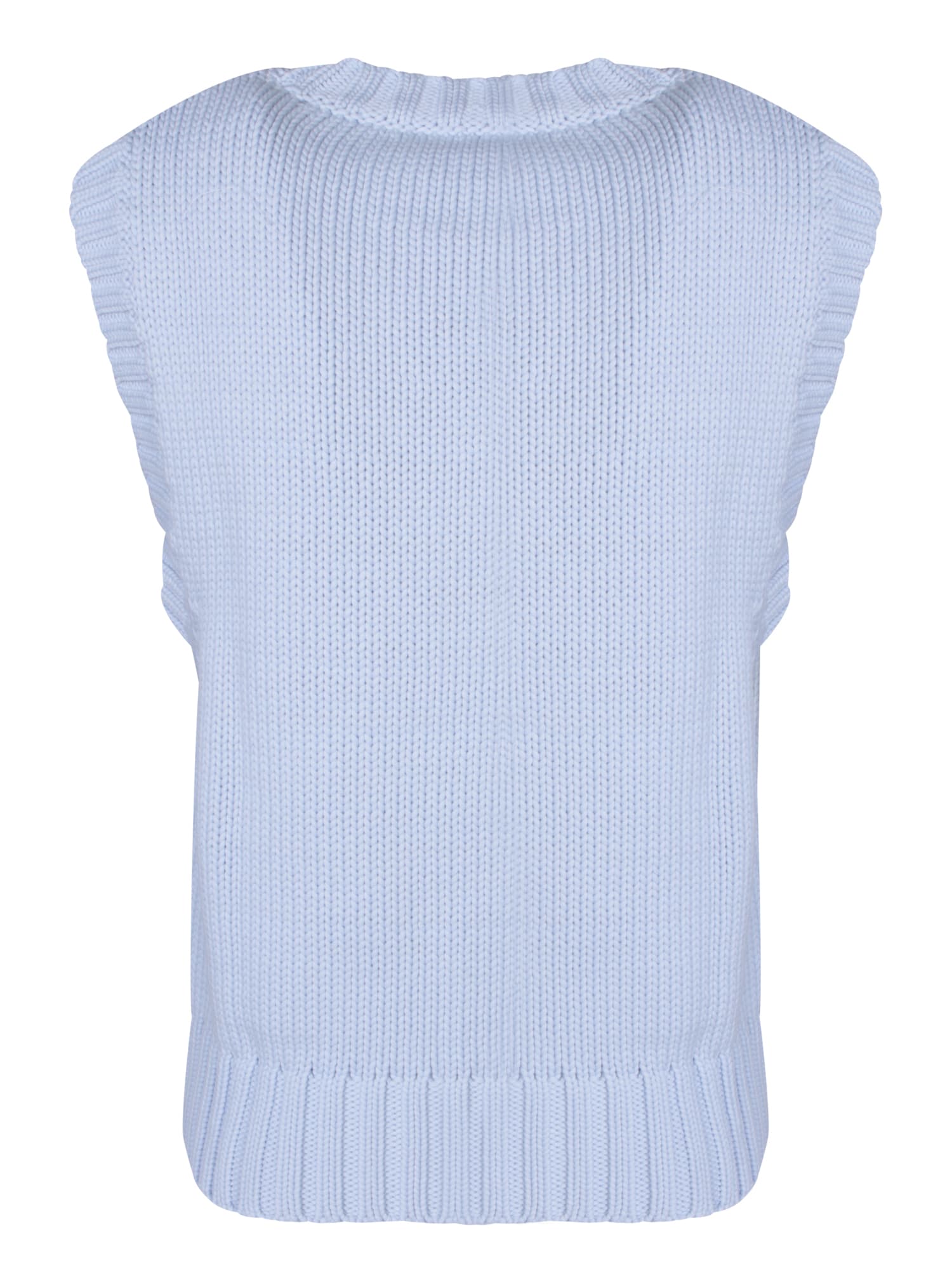Shop Ganni Knit Logo Vest In Light Blue