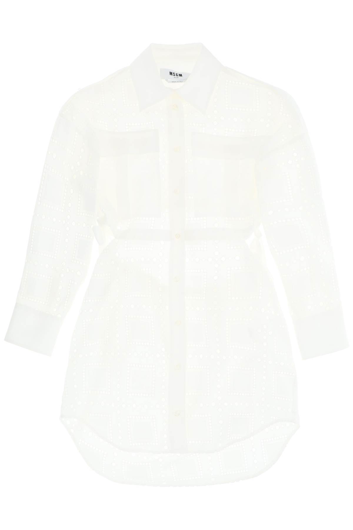 Broderie Mini Shirt Dress With Cut-out