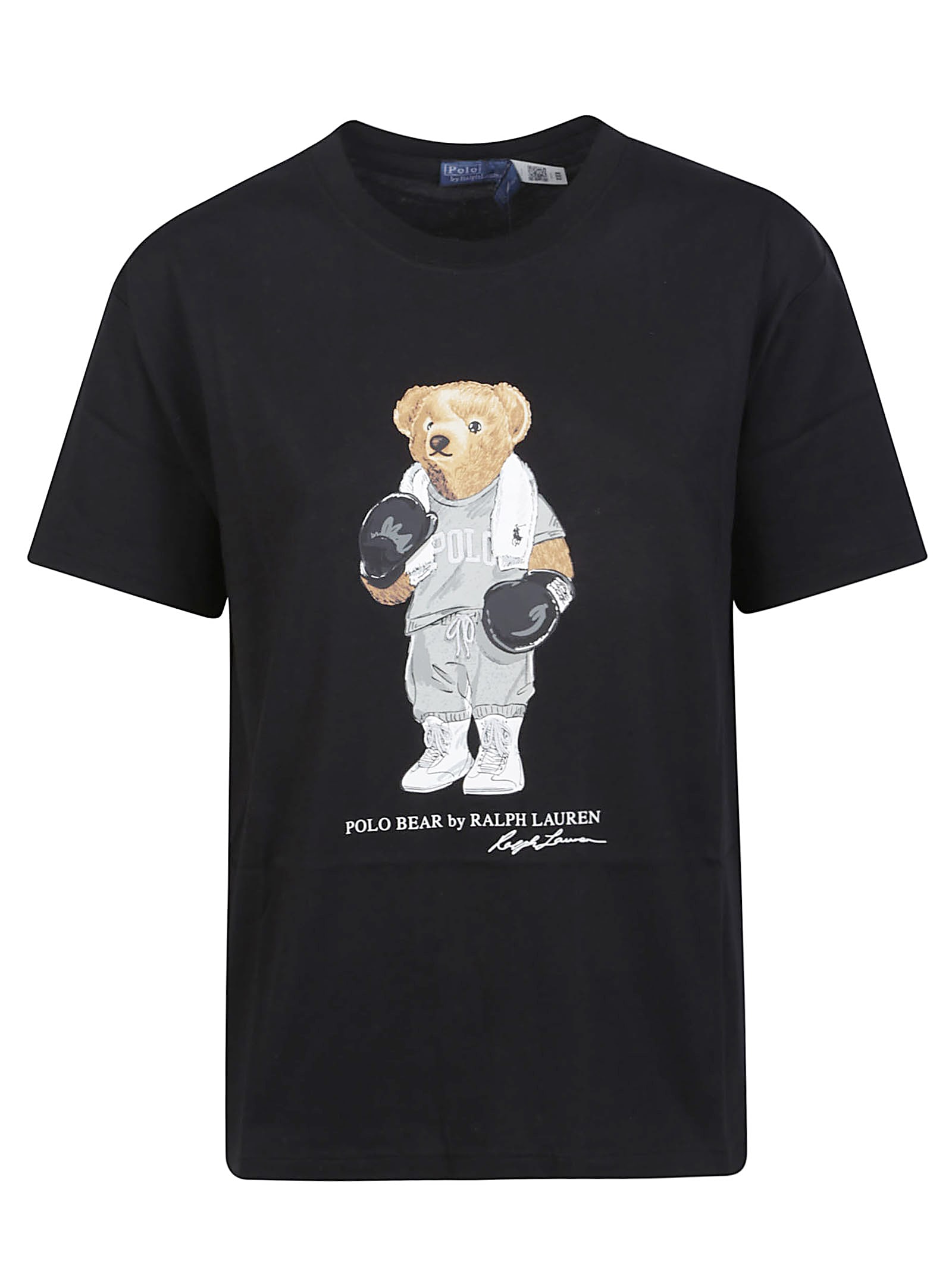 Polo Ralph Lauren Short Sleeve Cotton T-shirt With Iconic Polo Bear Design In Black