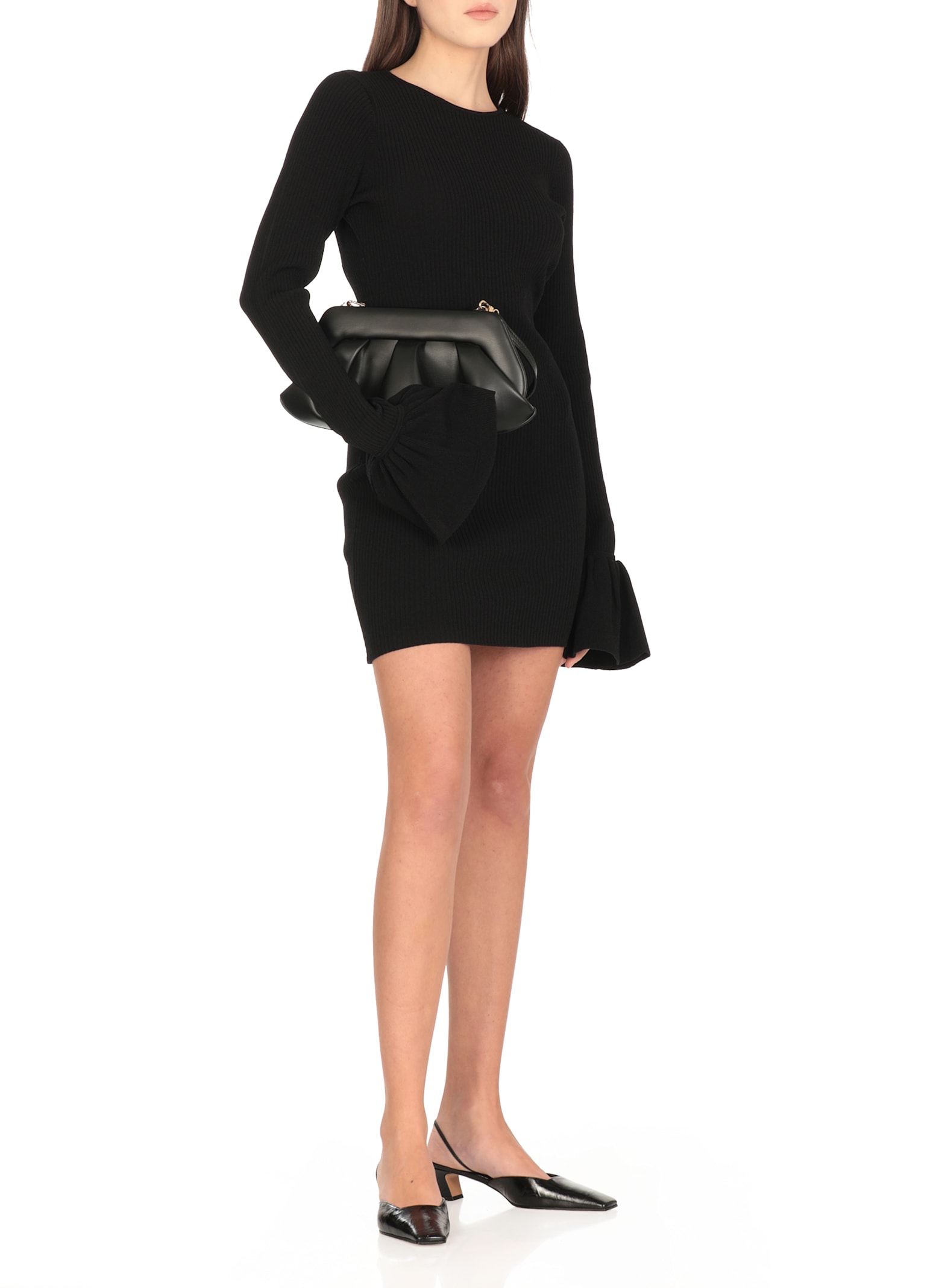 Rotate Birger Christensen Rotate Black Viscose Mini Dress With Cutout On The Back And Ribbed Knit Women In Black