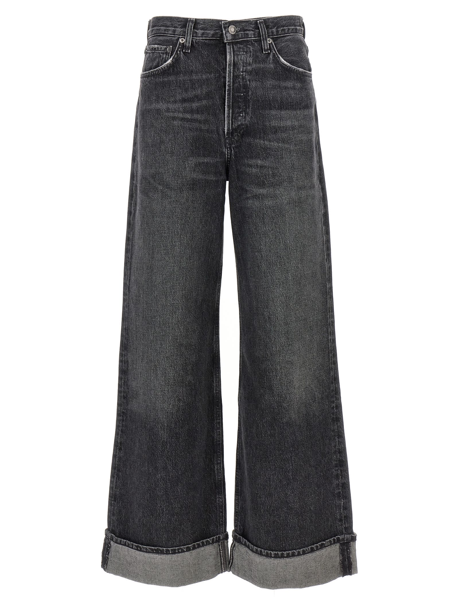 Shop Agolde Dame Jeans In Marble Black