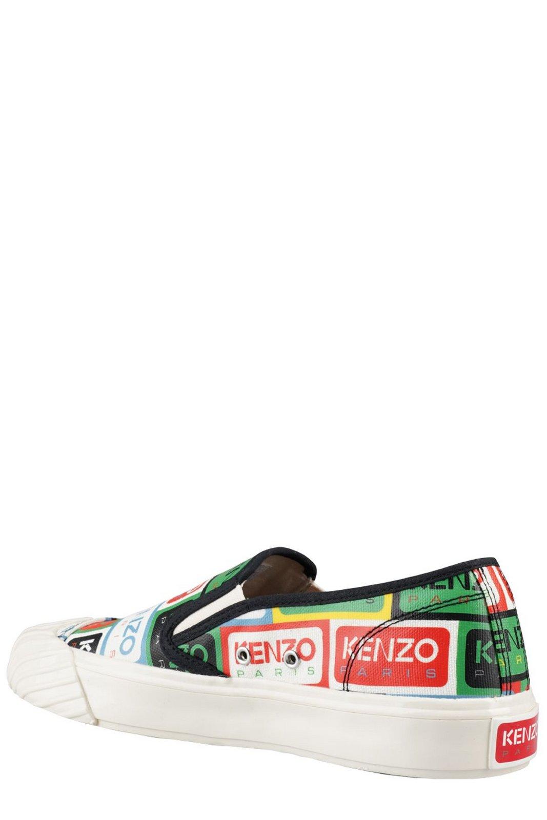 Shop Kenzo Logo-print Slip-on Trainers In Green