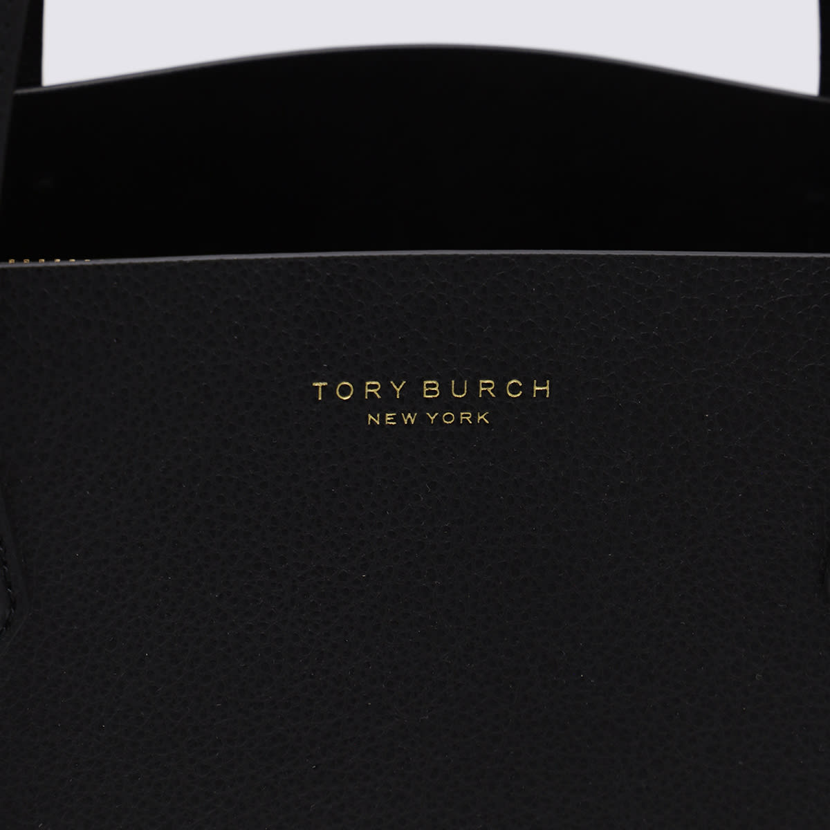 Tory Burch Black Leather Perry Tote Bag In Black