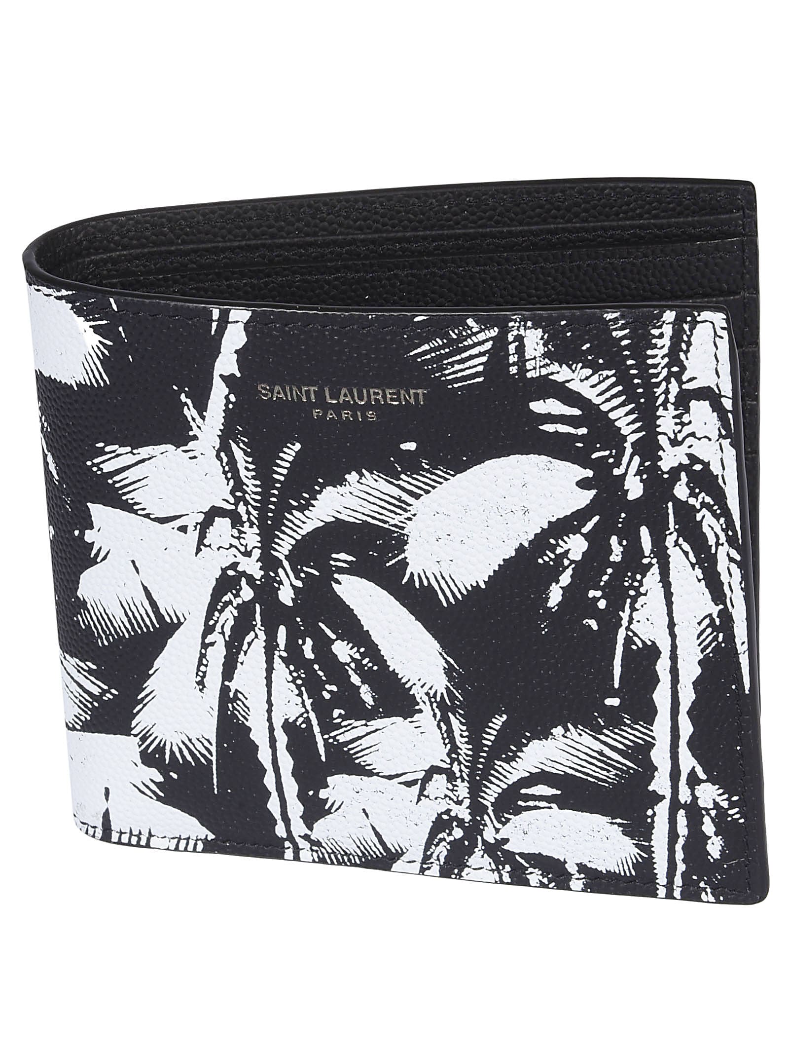 Saint Laurent Printed Wallet In Black/white