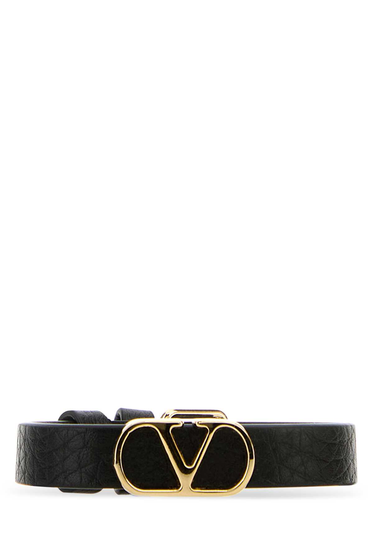 Black Leather Vlogo Bracelet