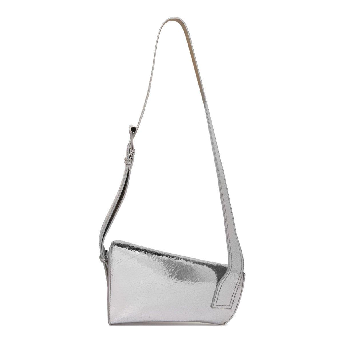 Alexander Mcqueen Sling T-bar Asimmetric Crossbody Bag In Silver